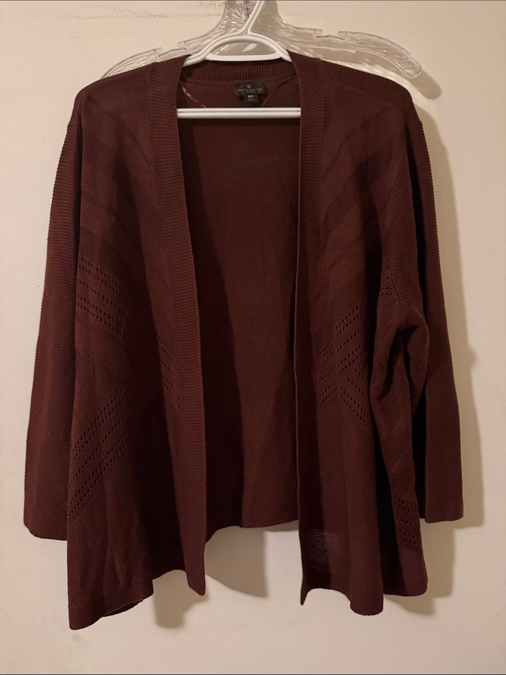 Open-Front Wine Knit Cardigan - Women's Layering Sweater